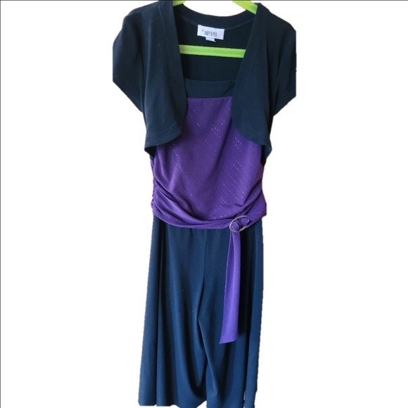 Girls Amy Byer Size 8 Culotte/Gouchos Black with burgundy bodice - Picture 2 of 8